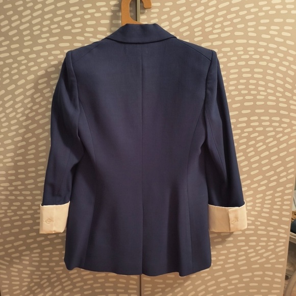 VERONICA BEARD Obie Marine Dickey Jacket navy sleeves 3/4 size 4 - Picture 3 of 5